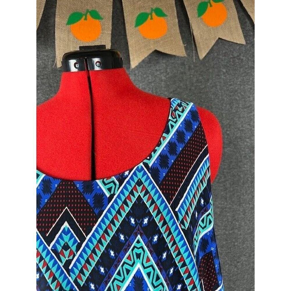 Espresso Multi Color Geometric Layered Top Knee Length Dress Large - Picture 4 of 7